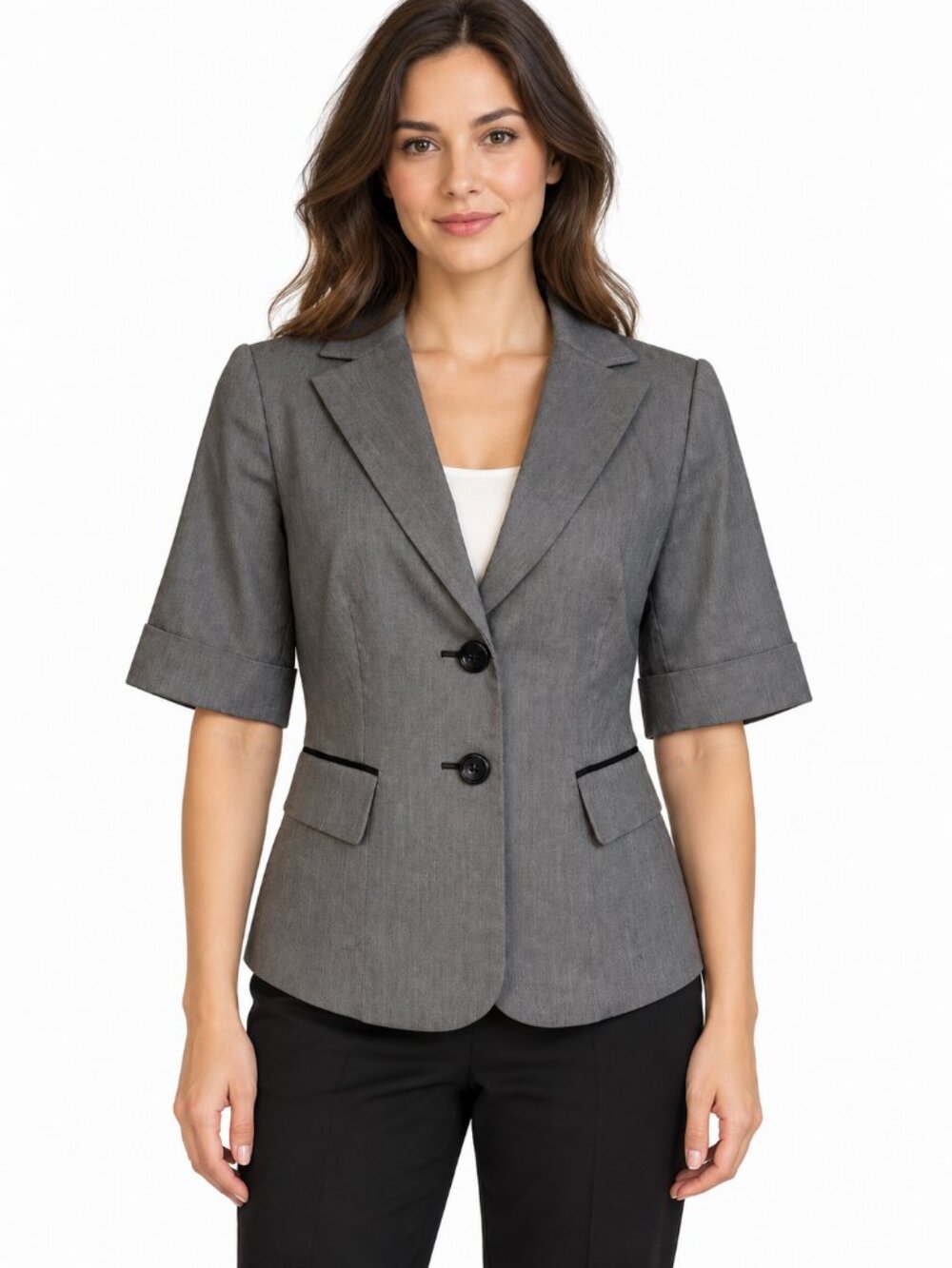 The Limited Gray Short-Sleeve Tailored Blazer S